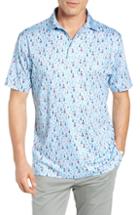 Men's Peter Millar Crawford Fit Print Polo, Size Small - Blue