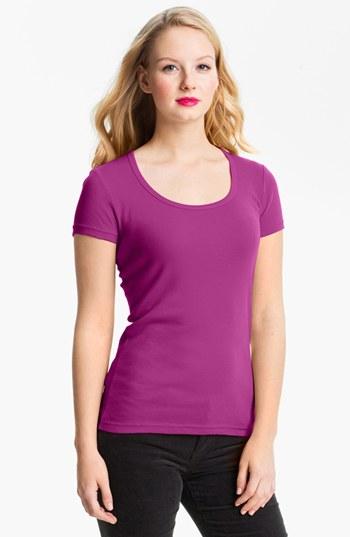Petite Women's Caslon Short Sleeve Scoop Neck Tee P - Purple