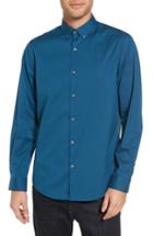 Men's Calibrate Trim Fit Stretch Woven Sport Shirt - Blue/green