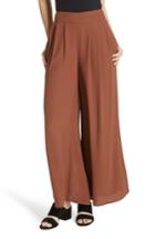 Women's Eileen Fisher Wide Leg Silk Pants (similar To 14w) - Brown