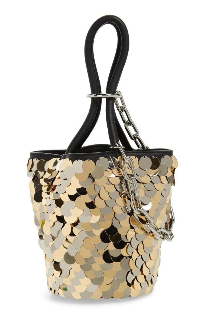 Alexander Wang Mini Roxy Sequin & Leather Bucket Bag - Black