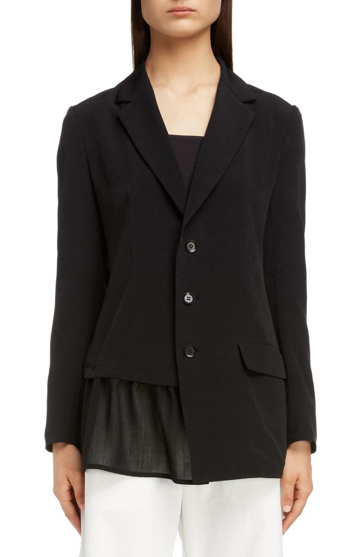 Women's Y's By Yohji Yamamoto Asymmetrical Peplum Jacket - Black