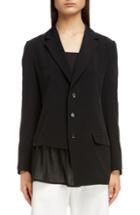 Women's Y's By Yohji Yamamoto Asymmetrical Peplum Jacket - Black