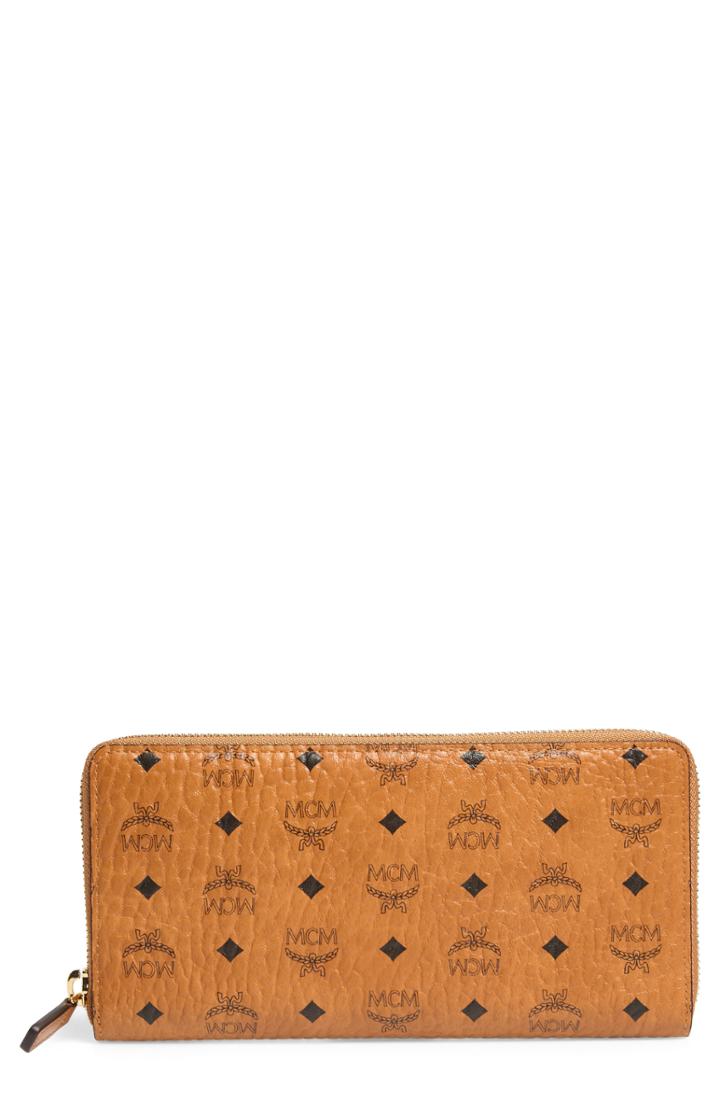 Women's Mcm Visetos Original Zip Around Coated Canvas Wallet -