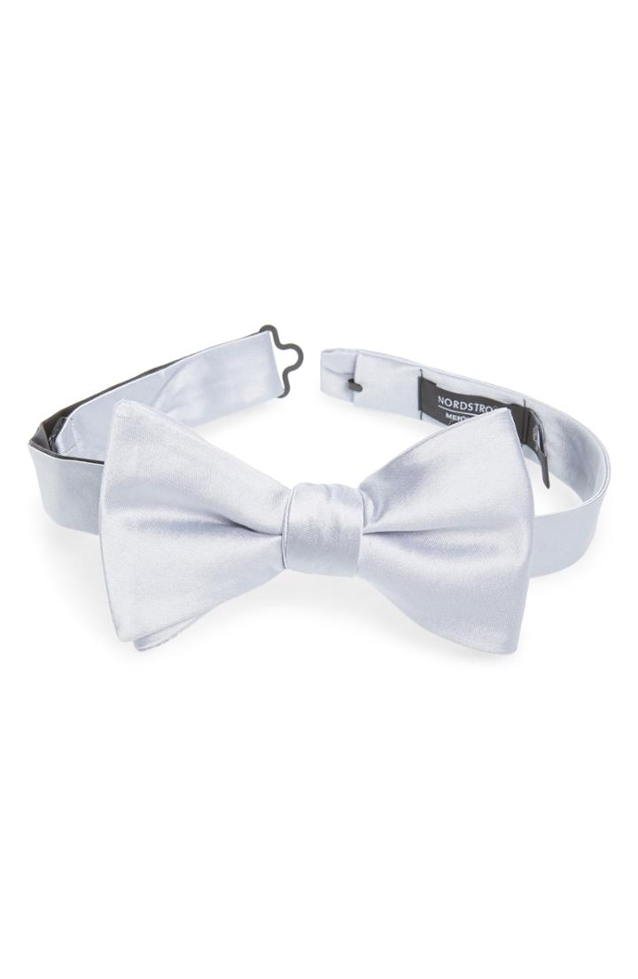 Men's Nordstrom Men's Shop Solid Silk Bow Tie, Size - Metallic