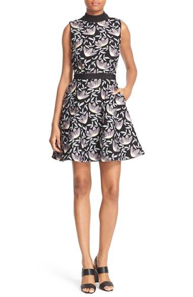 Women's Self-portrait Blue Peony Lace Fit & Flare Dress