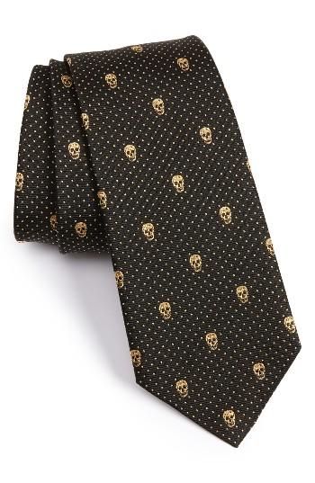 Men's Alexander Mcqueen Metallic Skull Silk Blend Tie