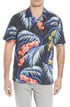 Men's Tommy Bahama Hana Lei Fronds Short Sleeve Silk Sport Shirt - Black