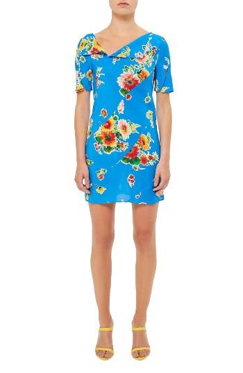 Women's Topshop Unique Sound Garden Print Minidress Us (fits Like 0) - Blue