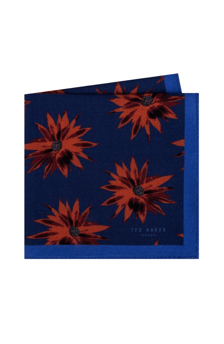 Men's Ted Baker London Print Silk Pocket Square, Size - Orange