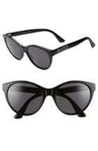 Women's Gucci 54mm Round Cat Eye Sunglasses - Black/ Crystal/ Solid Grey