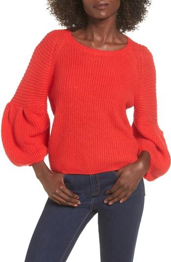 Women's Leith Bubble Sleeve Sweater - Red