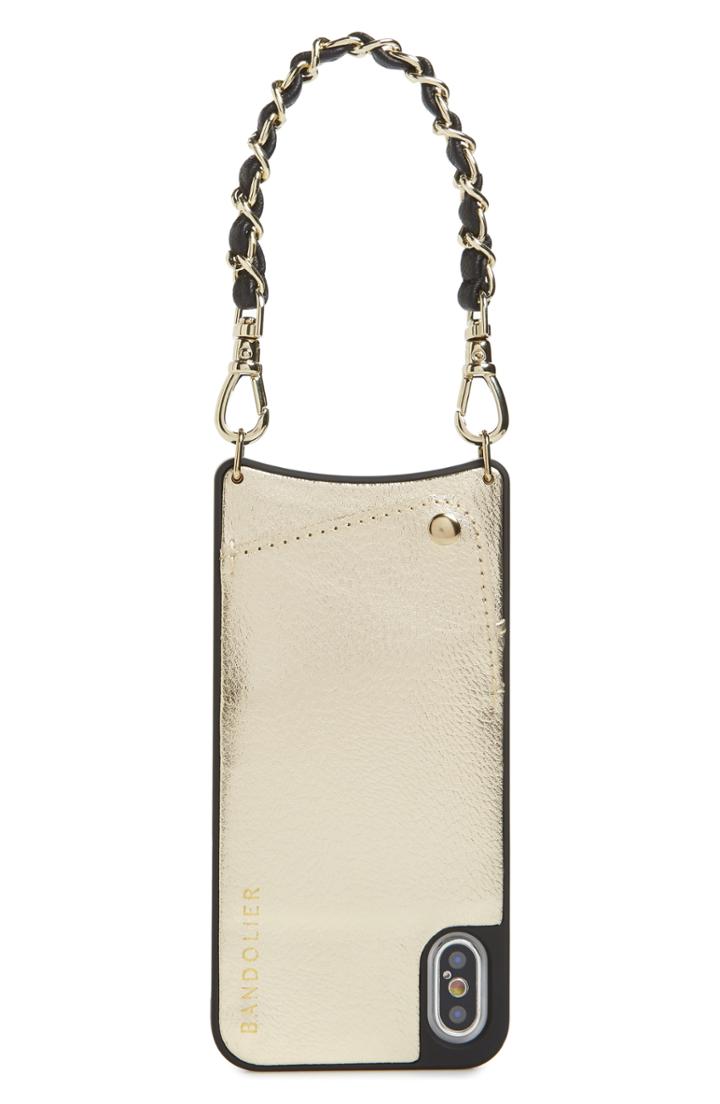 Bandolier Lucy Faux Leather Iphone X/xs Wristlet Case - Metallic
