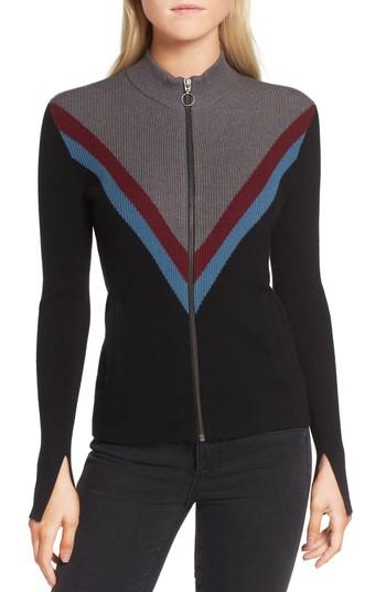 Women's Trouve Instarsia Stripe Track Jacket, Size - Black