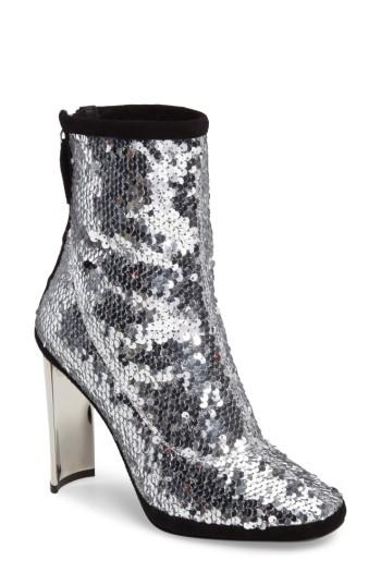 Women's Giuseppe Zanotti Sequin Curved Heel Bootie M - Metallic