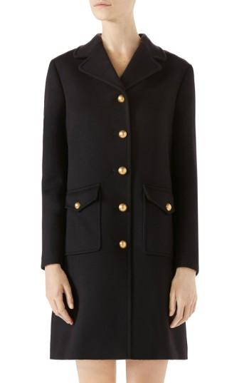 Women's Gucci Gg Wool Coat Us / 36 It - Black