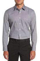 Men's Nordstrom Men's Shop Trim Fit Non-iron Solid Dress Shirt .5 - 34/35 - Grey