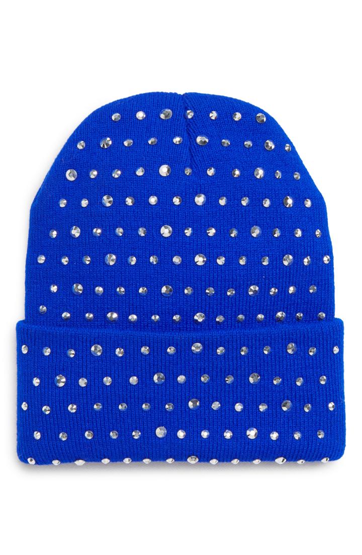 Women's Tasha Studded Beanie Hat - Blue