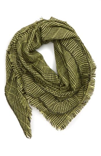 Women's Bp. Ruffle Plaid Triangle Scarf, Size - Yellow