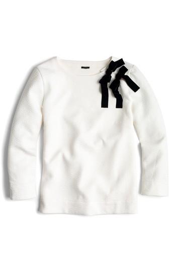 Women's J.crew Double Bow Sweatshirt, Size - Ivory