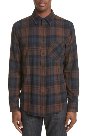 Men's Rag & Bone Fit 3 Base Flannel Shirt, Size - Brown