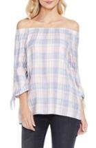 Women's Two By Vince Camuto Off The Shoulder Plaid Top, Size - White
