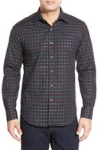 Men's Bugatchi Shaped Fit Check Sport Shirt - Black