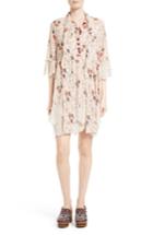 Women's See By Chloe Floral Print Tie Neck Dress Us / 40 Fr - Pink