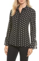 Women's Vince Camuto Flutter Cuff Polka Dot Blouse - Black