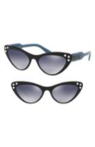 Women's Miu Miu Logomania 55mm Cat Eye Sunglasses - Black Gradient Mirror