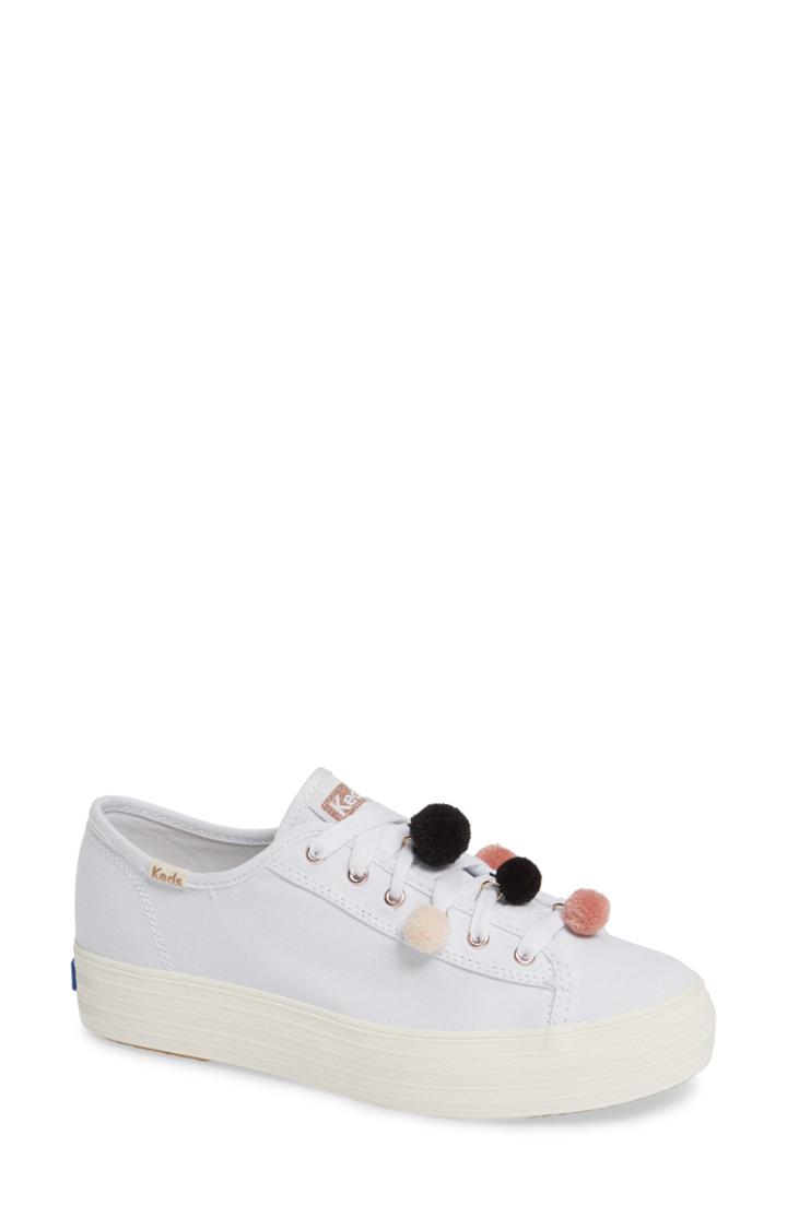 Women's Keds Triple Kick Pompom Platform Sneaker M - White