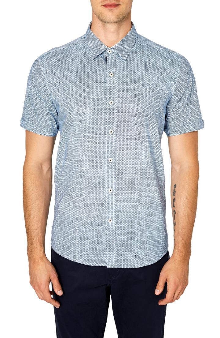 Men's 7 Diamonds Free Rein Trim Fit Sport Shirt, Size - Blue