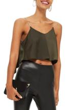 Women's Topshop Chain Strap Camisole Top Us (fits Like 0) - Green