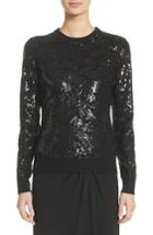 Women's Michael Kors Sequin Palm Cashmere Sweater - Black