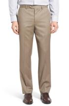 Men's John W. Nordstrom Flat Front Solid Wool Trousers - Beige