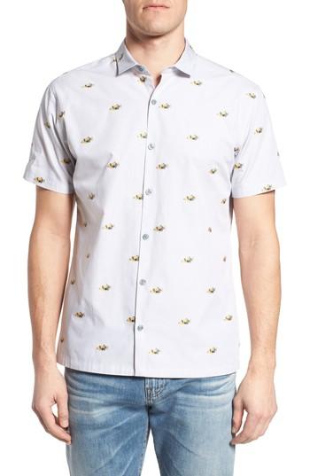 Men's Tori Richard 1humu 2humu Embroidered Sport Shirt - Grey