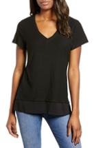 Women's Vince Camuto Layered Look V-neck Tee, Size - Black
