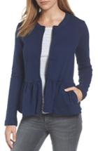 Women's Caslon Knit Peplum Jacket, Size - Blue