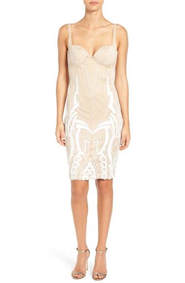Women's Katie May 'cara' Backless Ribbon Lace Embroidered Tulle Sheath Dress