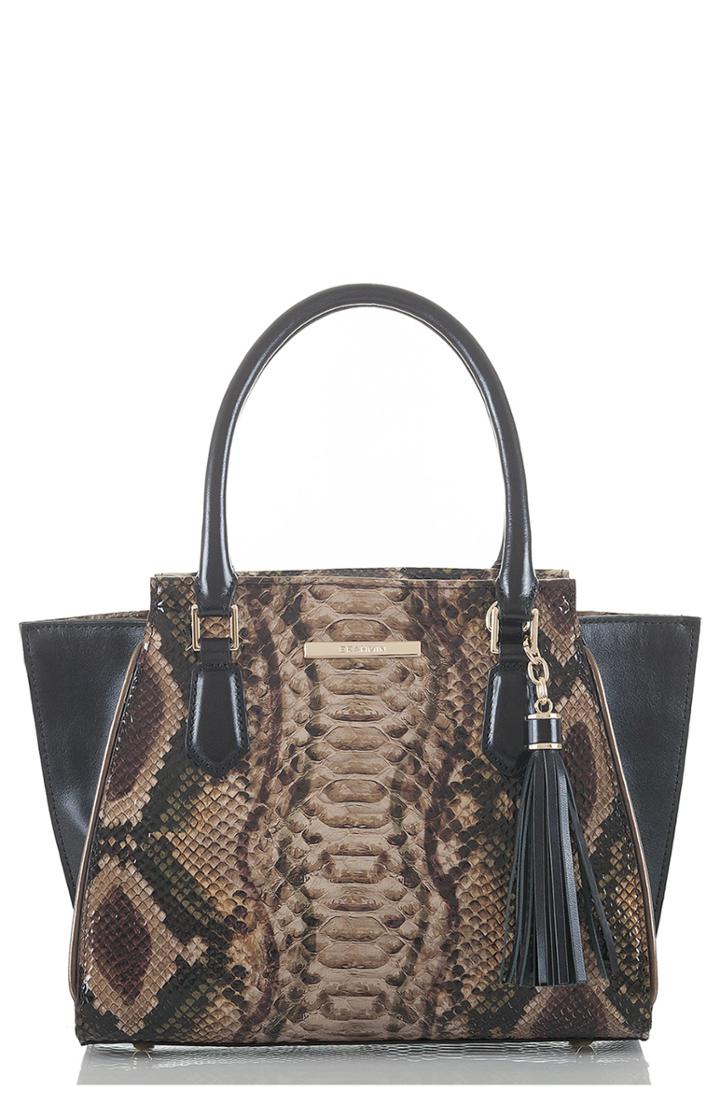 Brahmin Mini Priscilla Snake Embossed Leather Satchel - Beige