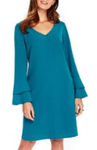 Women's Wallis Bell Sleeve Shift Dress Us / 10 Uk - Blue/green