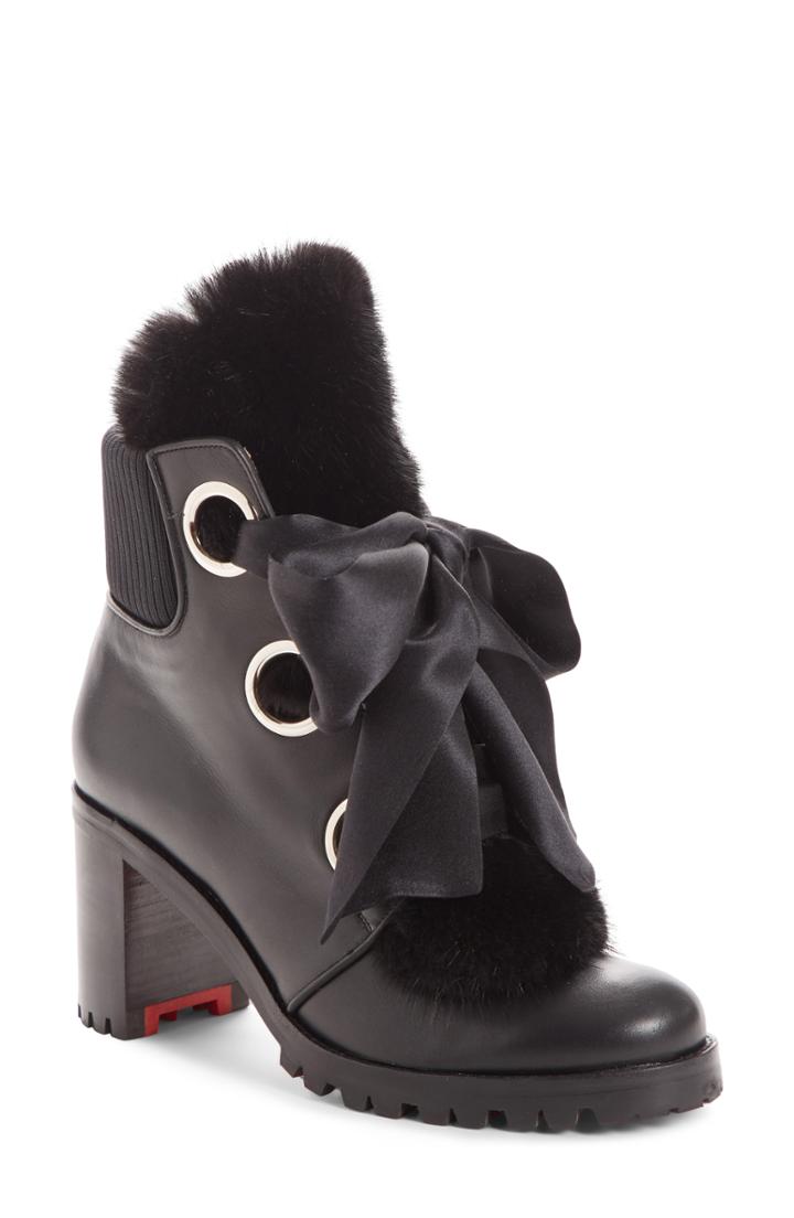 Women's Christian Louboutin Jenny From The Alps Bootie With Genuine Mink Fur Trim