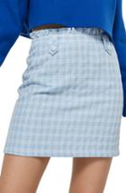 Women's Topshop Check Boucle Frill Miniskirt Us (fits Like 10-12) - Blue