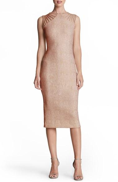 Women's Dress The Population 'gwen' Foiled Knit Midi Dress - Purple