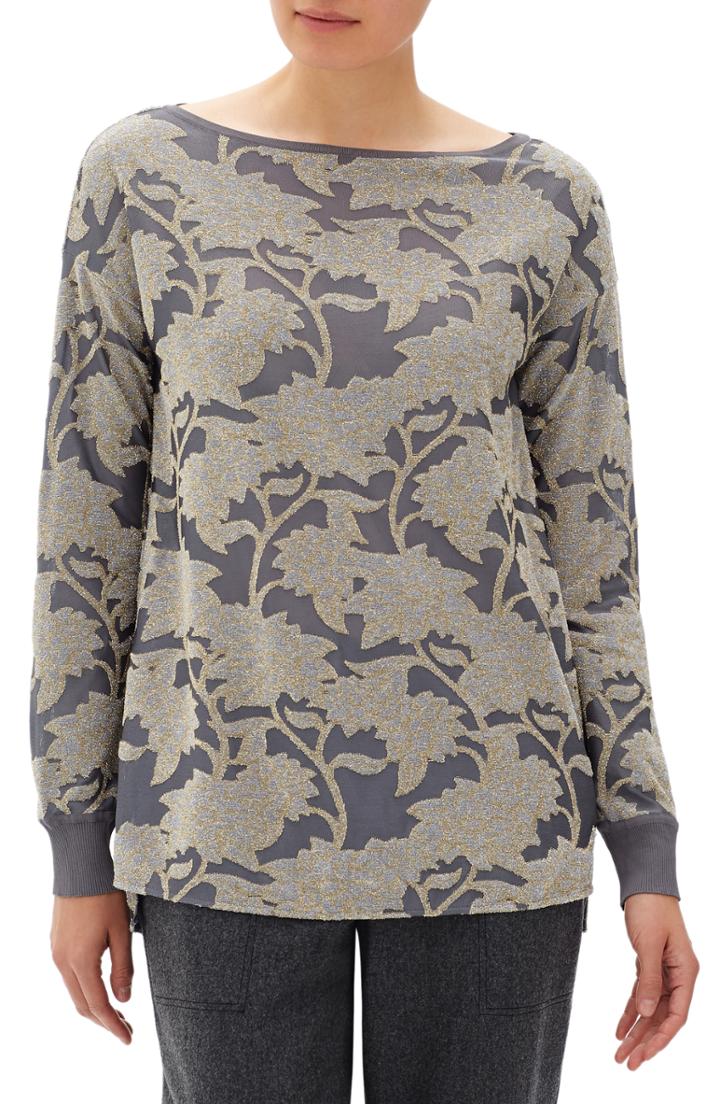 Women's Lafayette 148 New York Phoenix Metallic Top, Size - Grey