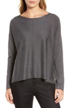 Petite Women's Eileen Fisher Tencel Blend High/low Sweater P - Grey