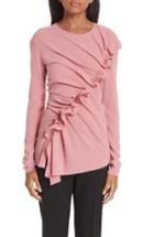 Women's Judith & Charles Double Ruffle Detail Silk Blouse - Green