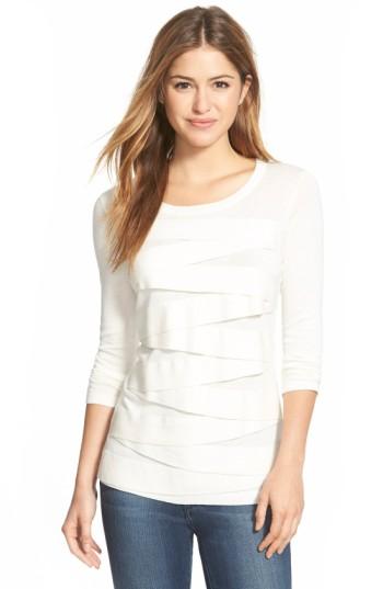 Petite Women's Vince Camuto Zigzag Sweater P - White