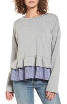 Women's Bp. Layered Ruffle Hem Peplum Top, Size - Grey
