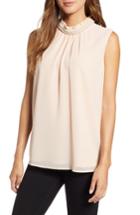 Women's Karl Lagerfeld Paris Faux Pearl Collar Sleeveless Blouse - Pink